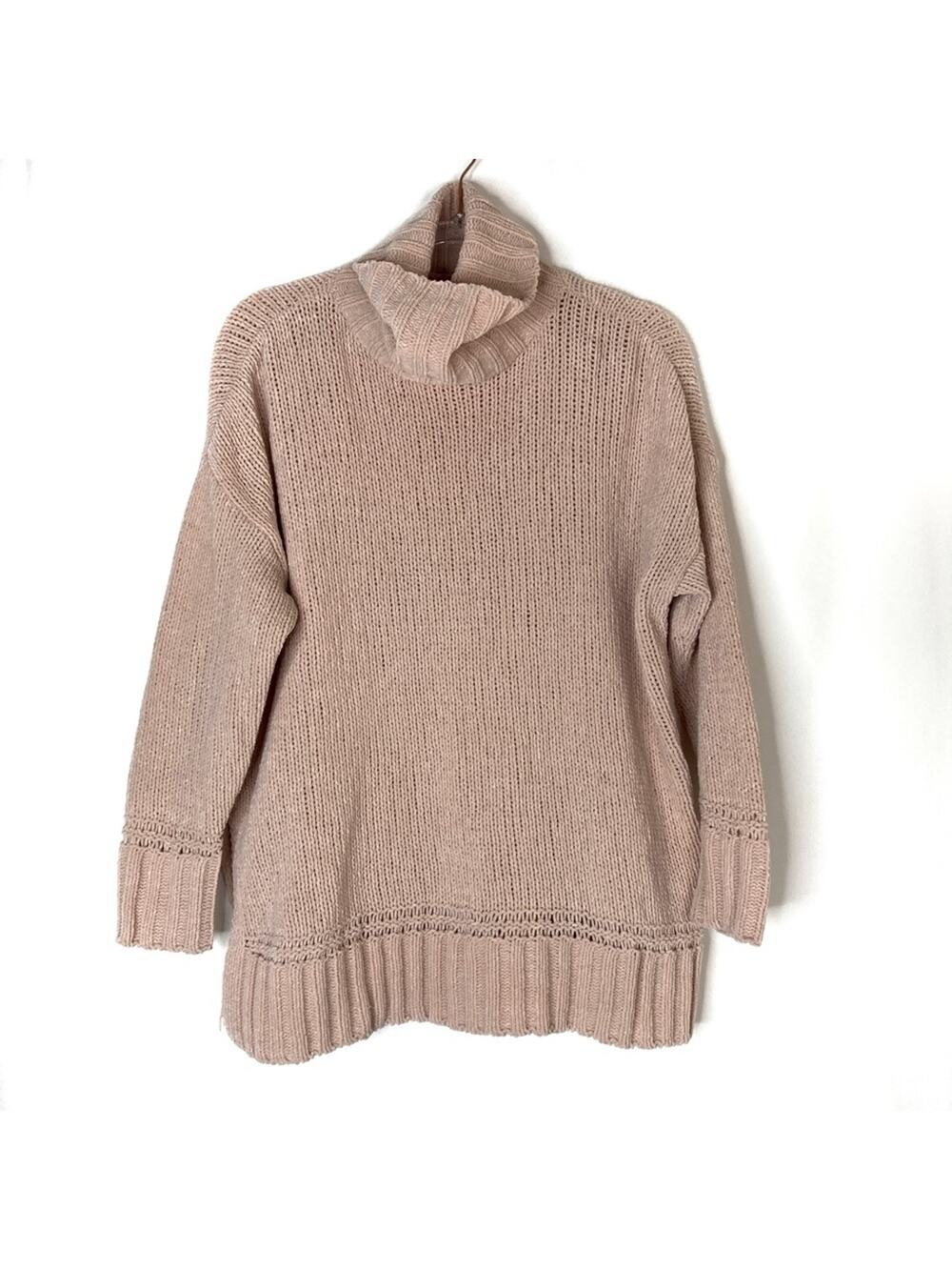 Aerie Light Pink Cowl Neck Soft Knit Cozy Sweater Womens XS